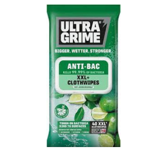 UltraGrime Life Anti Bac XXL Clothwipes 40pk