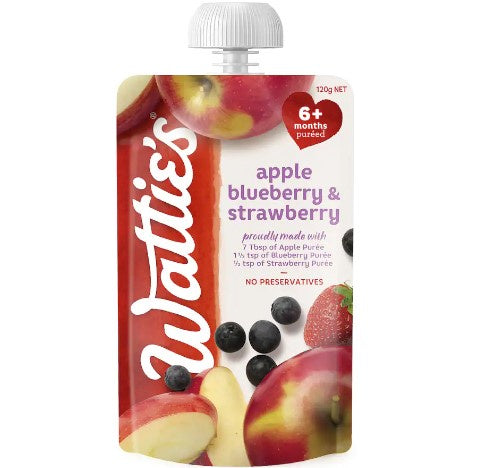 Watties Apple Blueberry & Strawberry Baby Food 6+ Months Pouch 120g