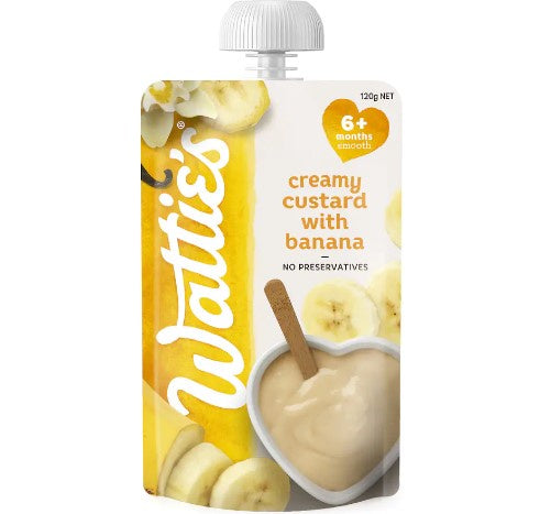 Watties Custard With Banana Baby Food 6+ Months Pouch 120g